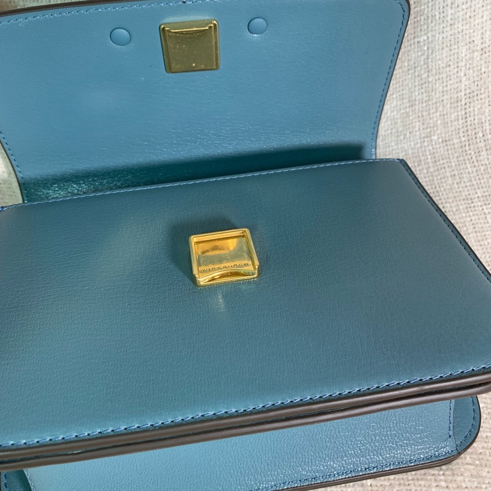 Tory Burch Eleanor Brisk Blue Textured Eleanor Small Convertible Shoulder Bag - Picture 8 of 16